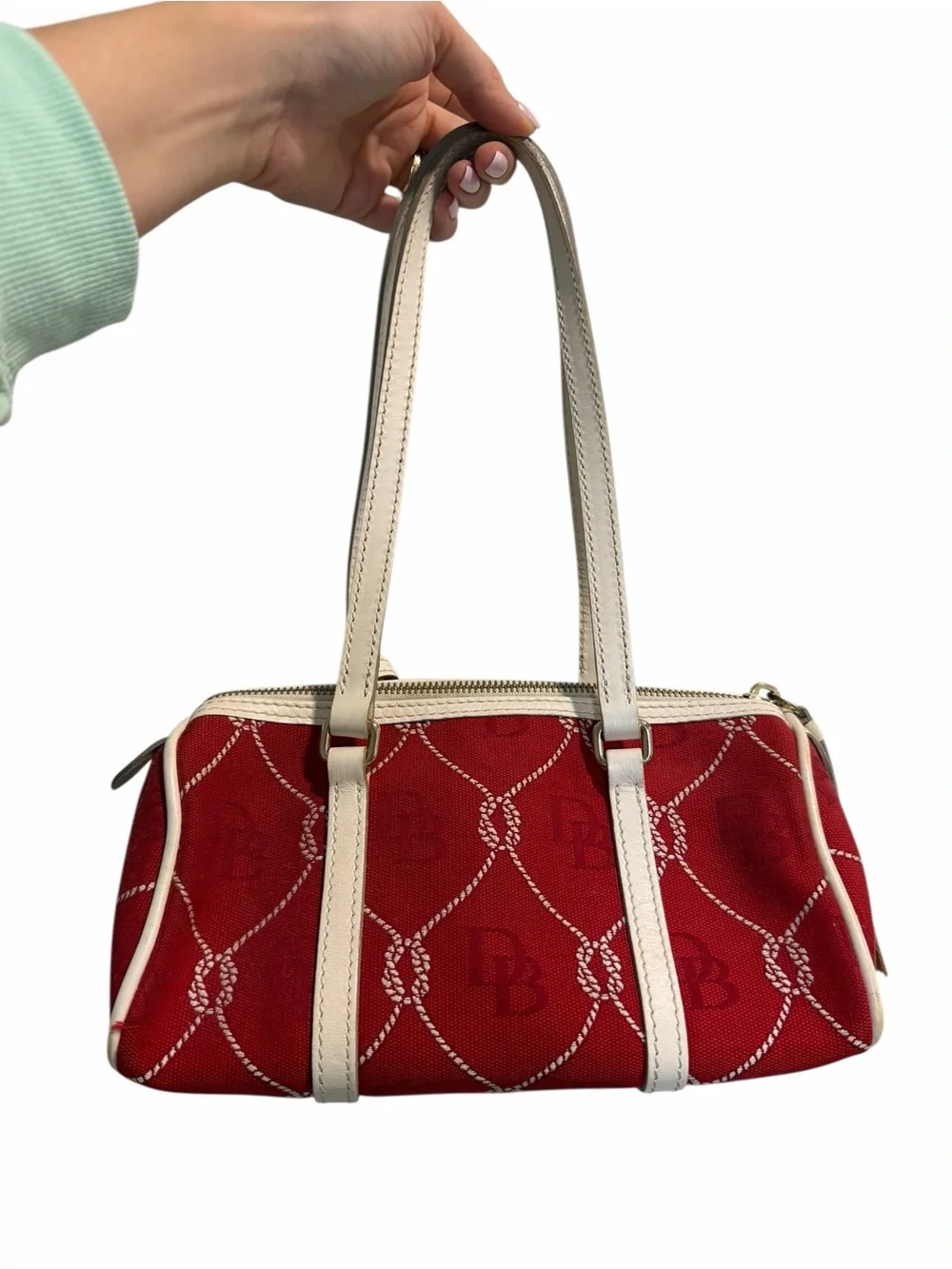 90s vintage Dooney & Bourke red nautical barrel bag